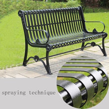 GRFIT Outdoor Bench Garden Bench with Backrest, Outdoor Iron Seat for Multiple People, for Balcony, Patio, Porch and Solarium, Black Garden Bench (Small)