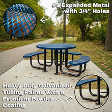 Coated Outdoor Furniture 46In Round Picnic Table, Expanded, Green