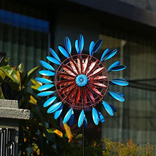 Garden Wind Spinner Outdoor Wind Spinner for Yard Garden Art LED Lighting Solar Powered Kinetic Spinner Yard Large Ornament for Outside Decoration