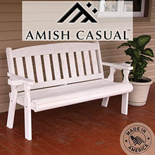 Amish Casual Heavy Duty 800 Lb Mission Pressure Treated Garden Bench with Cupholders (4 Foot, Semi-Solid White Stain)