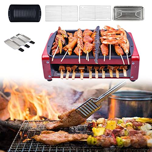 Health BBQ Grill Electric Double Layer with Adjustable Temperature and Drip Tray, Indoor Kitchen Dining Tabletop Griddle BBQ Barbecue Smoke-Free Grill Stove for Kitchen Dinner Festival Cooking,M