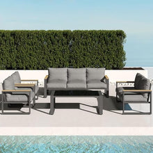 RoyalCraft 7-Seater Aluminum Patio Furniture Set with Coffee Table Grey