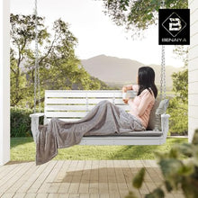 BENAIYA Heavy Duty Poly Lumber HDPE Porch Swing with Mounting Kit and Accessories Outdoor Hanging Chair with Cup Holders Swinging Bench for Patios, Backyard Poly Wooden Seating, Sturdy Steel Chains