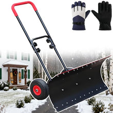 New 2-in-1 Snow & Ice Shovel with Wheels - 5-Level Adjustable Snowplow, Heavy-Duty Steel Snow Pusher for Driveway & Walkway | Winter Outdoor Snow Removal