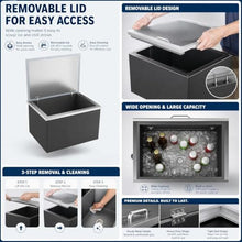 GarveeLife Drop in Ice Chest 130QT, SUS304 Stainless Steel Sliding Cover 24H Non-Electric Insulation, Recessed Outdoor Kitchen Ice Cooler with Drain Pipe & Plug, 28"Lx20"Wx17"H, for Wine Beer Party