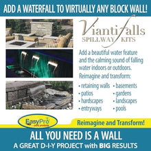EasyPro Pond Products HB11K Vianti Falls | Provides The Beauty of a Waterfall to an Indoor or Outdoor Block Wall |11 1/2 Inch Spillway kit Without Light | Three Year Warranty on Pump