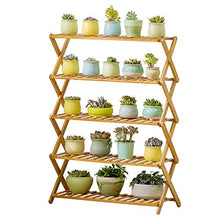 OJKJGYTF Indoor Plant Stand Foldable Design Bamboo Flower Stands 4-Tier Plant Display Stand Pot Shelf Storage Rack Outdoor Indoor Multifunctional