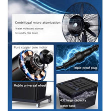 Industrial Oscillating Misting Fan with 42L Water Tank, High-Efficiency Cooling for Greenhouse, Factory, and Workshop Use(750Mm)
