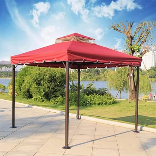 Dexinhdh Outdoor Double Roof Canopy, Pop Up Gazebo Outdoor Shelter, Patio Metal Roof Sun Shade Tent, Widened Chassis, Bevel Reinforcement, for Garden, Porch(Red)