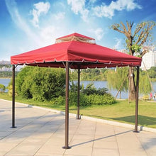 Dexinhdh Outdoor Double Roof Canopy, Pop Up Gazebo Outdoor Shelter, Patio Metal Roof Sun Shade Tent, Widened Chassis, Bevel Reinforcement, for Garden, Porch(Red)