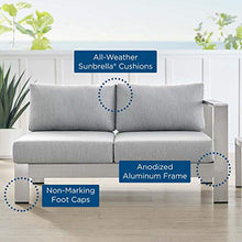 Modway Shore Sunbrella® Fabric Aluminum Outdoor Patio Right-Arm Loveseat in Silver Gray