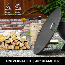 Fire Pit Round Cover Lid, 2mm Thickness, Fire Snuffer in Powder Coated Finish Rust Resistant, Drop-in Burner Fire Pit Pan Lid, Grill Fire Ring Lid with Handle, 40” inch Diameter by Good Directions