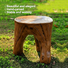 LLZJDDPLY Rustic Tree Stump Patio Table and Stools Set, Resin Wood-Like Outdoor Bistro Set, Weatherproof Garden Furniture with 2/3/4/5 Stools for Backyard Balcony Deck(1 Table+4 Chairs)