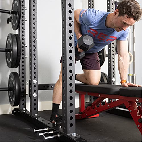 REP FITNESS Rubber Hex Dumbbell Set with Racks Matte Black