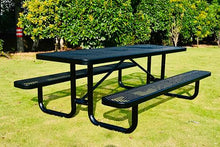 LifeYard Heavy Duty 8' Rectangular Metal Picnic Table with Umbrella Hole, 96" L x 62" W, Expanded Metal, (Black)