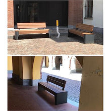 Park Patio Seat Modern Outdoor Bench 3 Seater Outdoor Park Bench, Hardwood Strip Seat and Backrest with Solid Steel Frame for Patio, Porch, Garden
