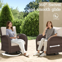 Aeeiua 7 Pieces Wicker Patio Furniture Set with Fire Pit Table, Luxury Outdoor Conversation Set with High Back Swivel Rocker Chairs