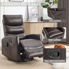 Swivel Rocker Recliner Chair 3-Stage Backrest, Massage & Heat, Faux Leather