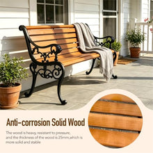 XYYZZZ Outdoor Garden Bench, 59in Weatherproof Patio Bench with Cast Iron Backrest, Solid Wood Seat & Protective Cover, 570 LBS Capacity, Easy Assembly Park Bench for Yard/Deck/Porch(Black)