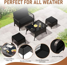 LEVELEVE Patio Furniture Set Outdoor Rattan Chair Wicker Sofa Garden Conversation Bistro Sets w/Loveseat for Yard,Pool or Backyard (7PC-2 Rocking Chair+Table+2 Ottoman)