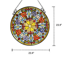 Misc Tiffany Style Flower Design Suncatcher Multi Color Traditional Round Flowers Glass Includes Hardware