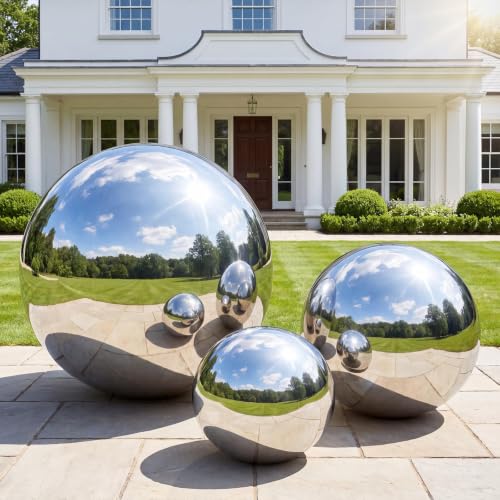 3PCS Inflatable Mirror Ball Set,Reusable Mirror Ball Large Event Decoration PVC Ball with Electric Pump for Party,Concerts,Stage,Wedding Decorations(Silver, 3pcs:19.7In+31.5In+47.2In+Pump)