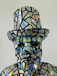 HoHoHuo Silver Mirror Man Performance Costume XLarge