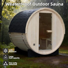 AMOCANE Outdoor Barrel Steam Sauna for 4-6 Person, Canadian Spruce Wooden Saunas Room for Home, Traditional Backyard Spa with 6 KW TOULE Heater, Rocks, Bucket (70.87”x 70.87”x 70.87”)