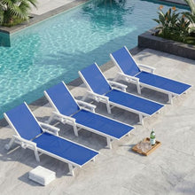 Outdoor HDPE Chaise Lounge Chairs Set of 4, Textilene Pool Loungers