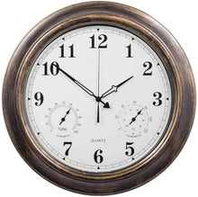 PPXCZZ 18 Inch Waterproof Outdoor Wall Clock with Thermometer and Hygrometer, Retro Metal Garden Clock for Indoor/Outdoor Use