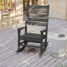 Flash Furniture Manchester Commercial Grade Outdoor Rocking Chair, All-Weather HDPE Indoor/Outdoor Rocker, Set of 2, Gray
