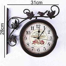 ERTTGWGF Vintage Outdoor Hanging Clock, Double Sided Metal Iron Frame Glass, Station Mute on Time Hanging Clocks Decor, for Home Living