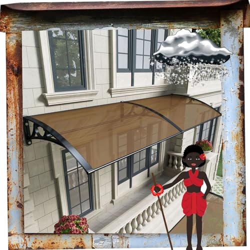 Door awnings Window Awning Door Canopy Window Awnings Awnings for Patio Rain Snow Protection Cover Shade Canopy Patio Awning Outdoor Canopy for Garden/Porch/Window 80x510cm/31x201in Brown
