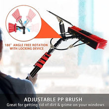 GVBNOTT Solar Panel Window Cleaner Extendable Outdoor Window Cleaner Cleaning Brush & Pole Kit W/Hose Squeegee, Water Fed Pole for Glass Solar Panel Pool，12FT