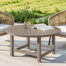 Costaelm Paradise Kids 5-Piece HDPE Outdoor Patio Round Dining Table and Chairs Set, Weathered Wood