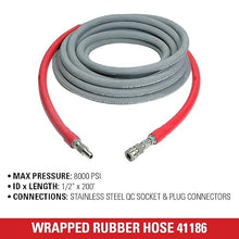 Simpson 200ft, 3/8" 8000 PSI Wrapped Rubber Hot Water Pressure Washer Hose