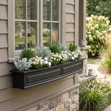 Mayne Newhaven 72in Self-Watering Rectangular Window Box Planter, Black