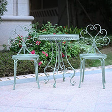 FKTHYO Outdoor Patio Bistro Dining Furniture Set with 2 Chairs and Side Table White/Green Color Options Pastoral Iron Art End Table Portable Picnic Tables for Indoor/Outdoor Use,Green