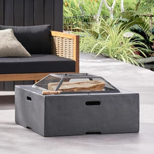 Roomfitters 29" Square MgO Wood-Burning Fire Pit with Durable Design, Modern Outdoor Fireplace for Cozy Evenings, Black