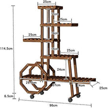 ZOCWJK Flower Stand Push-Pull Flower Pot, Living Room Balcony Shelf, Indoor and Outdoor Solid Wood Plant Flower Stand,