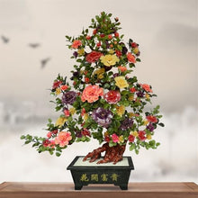 YXIANG56Q Fake Plants Artificial Bonsai Tree - Indoor Plant Decoration, Jade Carving of Peony Flowers for Home Desk Bonsai Tree