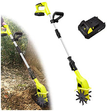 TREEYX 20v Portable Rotavator,Cordless Electric Garden Tiller,Cordless Telescoping Power Cultivator with Rechargeable Battery and Charger
