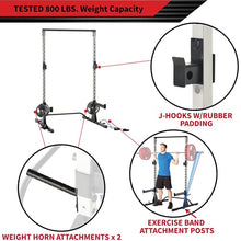 Fitness Reality Squat Rack Power Cage with J-Hooks, Landmine 360° Swivel, Weight Plate Storage Attachment and Power Band Pegs Gray