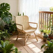 Apk i bc Handwoven Rattan Chair,Chinese Style Rattan Chair,Easy to Assemble, Supports 330 Lbs, Suitable for Cafes.(Natural,60 * 60 * 84CM)