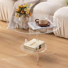 RKUVPAE Coffee Table, Round Acrylic Coffee Table, Multifunctional Side Table Coffee Table, Simple and Sturdy, Suitable for Living Room, Balcony, Garden, Etc.,Black