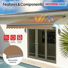ADVANING Classic Series 16'X10' Electric Retractable Awning, 100% Acrylic UV+ Sun Shade Canopy, Canvas Umber (Solid), EA1610-A208H