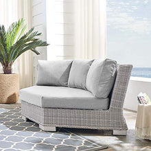 Conway Sunbrella® Outdoor Patio Wicker Rattan Round Corner Chair in Light Gray Gray
