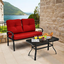 YWMLFZ 2PCS Patio Loveseat Bench Table Furniture Set Cushioned Chair Red