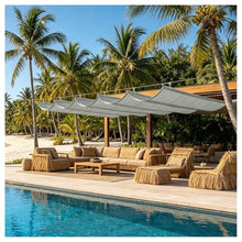 FENGZEQUAN Wave Awning, Outdoor Etractable Sun Shade Canopy Cover， with Hardware Hang Down U Shape Wave Shade Cover, Waterproof Patio Wave Shade Sail for Porch Yard Garden(W1.7*L10m/W5.57*L32.81ft)