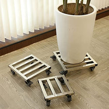OREKPOT Stainless Steel Plant Caddy with Wheels for Indoor and Outdoor Garden Plants Square Mobile Tray for Flower Pots Plant Stand with Base Plant Saucer 50Cm,A-30cm，A 35cm